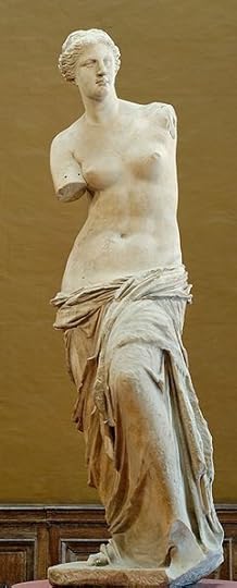 “Venus de Milo” (Aphrodite from Melos). Parian marble, ca. 130-100 BC? Found in Melos in 1820.