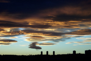 Lenticular clouds, like these ones, can appear dramatic and can indicate that a weather front is coming.