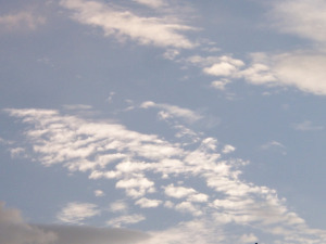 Small fluffy Stratus clouds high in the sky usually mean good settled weather.
