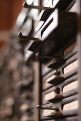 close-up of open records drawer