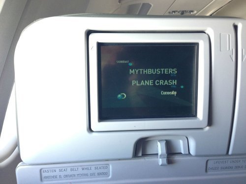 photo of a in-flight movie...Mythbusters Plane Crash