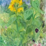 A brief break from gouache on paper, to paint the garden sunflowers with acrylic on canvas