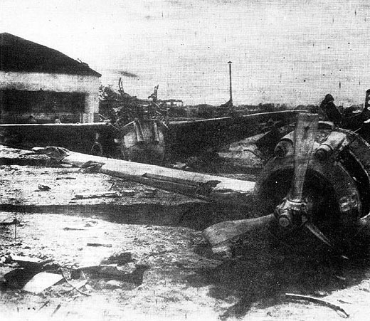 Clark Air base - aftermath of Japanese Attack Dec. 8, 1941; Wikimedia Commons