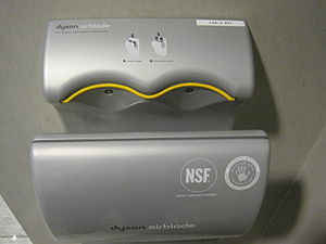 A Dyson Airblade hand dryer in California.
