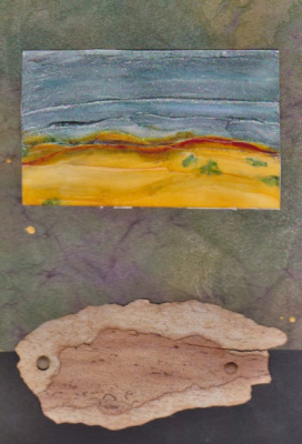 Sycamore bark, gel medium and ink on Monsoon Papers.
