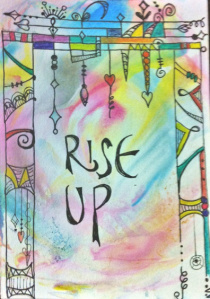 Print paper, marbled with ink. Pitt pen, watercolor pencil.