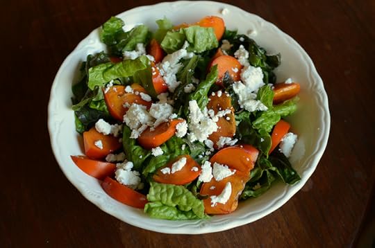 red leaf, goat cheese and persimmon salad