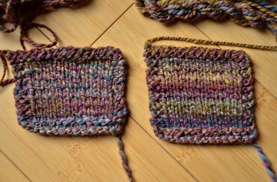 Blended/plied and just plied. Both are 2-ply, woolen spun.