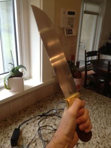 This was the knife Rob handed me to slice the salmon - last scene being wielded by Ronon to sever an enemy's carotid artery. 