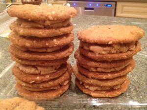 Despite the fact that she was battling a terrible cold, Akemi took the time to make peanut butter sandwich cookies.