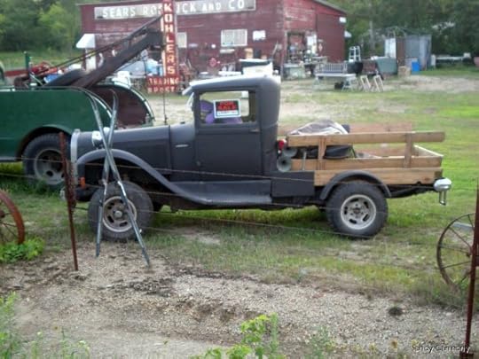 Antique truck for sale. Old Sears Roebuck and Co. advertising sign. Rusty, old Kohler's Trading Post sign. Photo by Sandy Carmony | Lis'Anne Harris