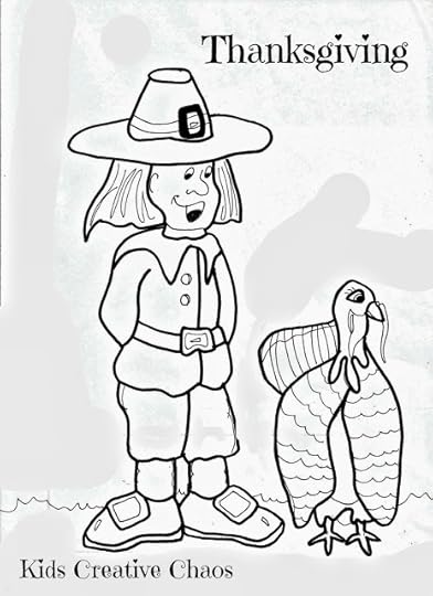 Thanksgiving turkey and pilgrim free printable coloring page.