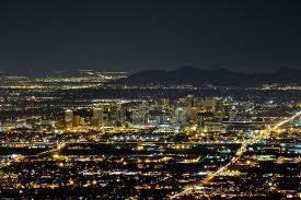 The Valley at night, with lights