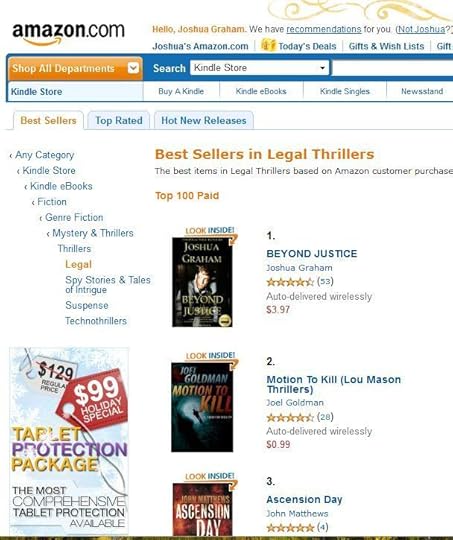 BEYOND JUSTICE hits #1 Bestseller on Amazon in Legal Thrillers