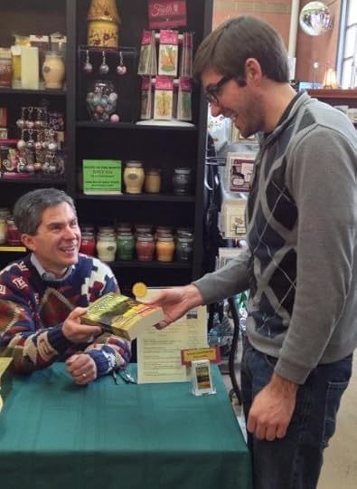 A friend stopped to visit during book signing at last Saturday.
