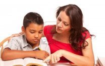 hispanic-mother-and-son-studying-isolated-on-a-white-background