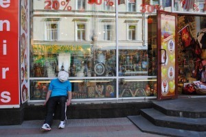 A Victory Day reveller