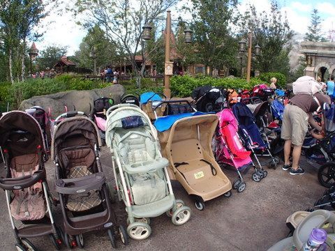 Stroller parking zone at the Magic Kingdom's New Fantasyland area