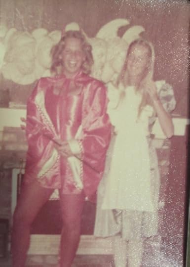 My BFF Valerie and I in High School. Thinking back, our costumes reflect <br />our personalities, even back then. Valerie always was the nice one . . .