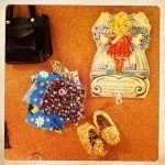 tiny shoes, vintage fabrics, old valentine