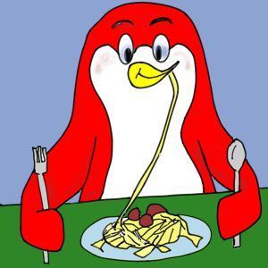 Pomodoro Penguin is red like a tomato