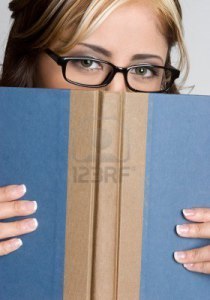 Woman Hiding Behind Book