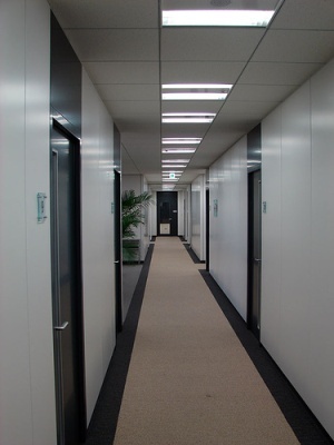 Dull office corridor