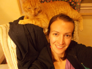 Me and Tomato hanging out in the Gingerbread House.