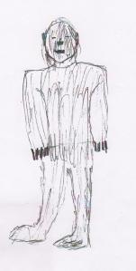 Eye witness sketch by Judy Wallerman for Hunting the American Werewolf by Linda S Godfrey