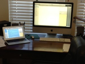 Two Scrivener computer screens