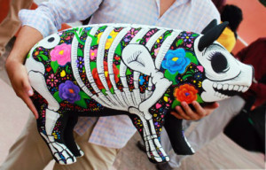 cerdito catrina día de muertos