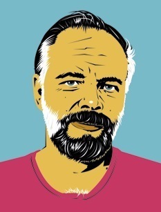 Drawn portrait of Philip K Dick