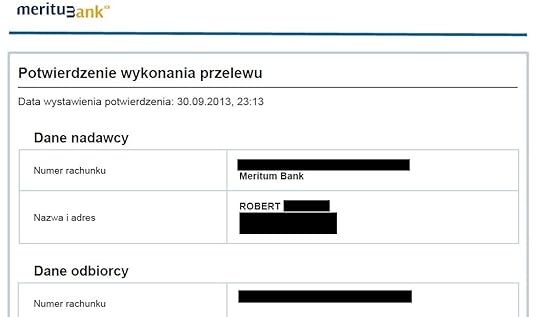 Meritum Bank potwierdzenie przelewu