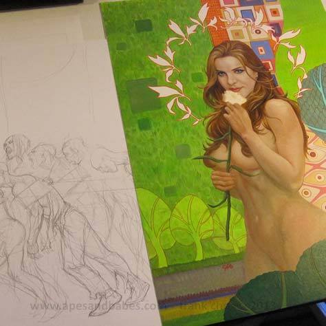 Frank Cho: Kickstarter cover oil painting