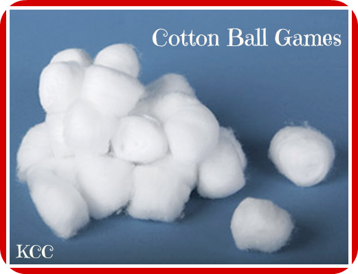 We have lots of game with cotton balls which are a great sensory activity for kids.