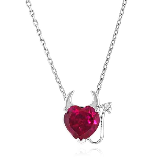 2 Carat Ruby & White Sapphire devil heart necklace