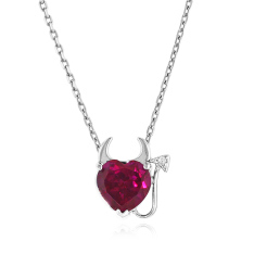 2 Carat Ruby & White Sapphire devil heart necklace