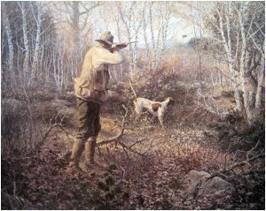 This beautiful painting by William Harnden Foster graces the cover of his classic book, New England Grouse Shooting. 
