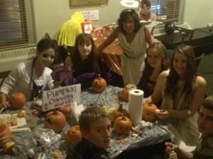 Orillia Youth Centre pumpkin carvers with author Lee Bice-Matheson