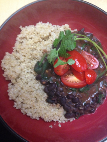 black bean stew and quinoa