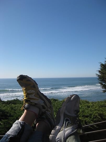 Kicking back at the Moss Beach distillery. It was warm enough to dine on the terrace!