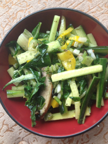 chard mushroom fennel cucumber bowl