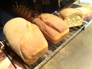 Lammas bread loaves, fresh from the oven on my kitchen counter.