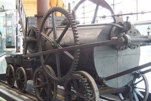 An early steam powered train engine