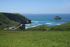 English: Tintagel: near Treknow Looking toward...