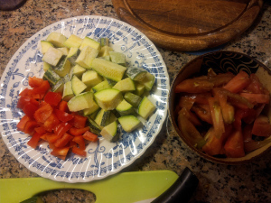 Red Pepper and Floured Zucchinii