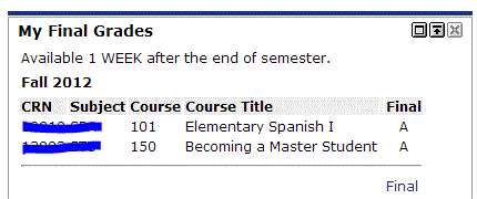 screen cap of two A grades