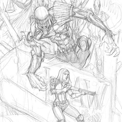 Frank Cho: Judge Anderson pencil prelim