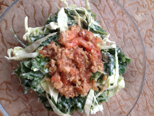 kale cashew slaw with walnut sauce