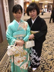 Akemi and her mom, dressed for the occasion.